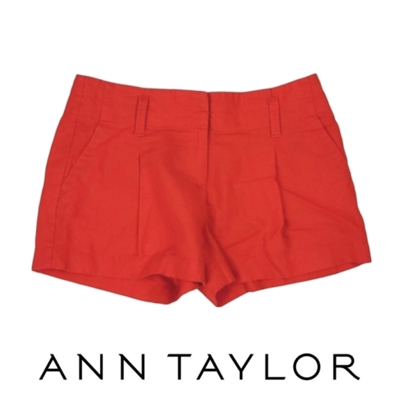 Ann Taylor Linen Blend Shorts in Bright Red, Size 2 - Picture 1 of 4